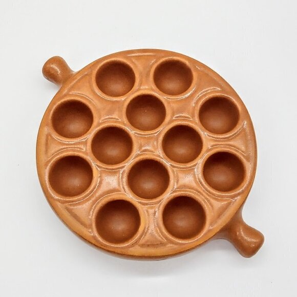 Vintage Emile Henry Burnt Orange Matte Ceramic Escargot Baking Dish - Picture 3 of 5